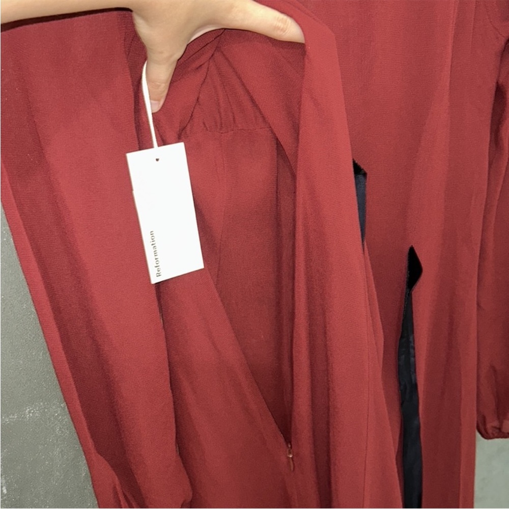 Reformation Deep Red Button-Front Maxi Dress - Picture 14 of 14